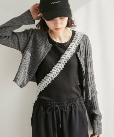 ROPE' PICNIC R フロントジップショート丈メランジニットプルオーバー ロペピクニック トップス ニット ブラック ブラウン グリーン【送料無料】