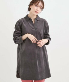【SALE／35%OFF】SHOO・LA・RUE 【洗濯機可/S-LL】すっきり見えにこだわった コーデュロイチュニックワンピース シューラルー ワンピース・ドレス チュニック ピンク ブラウン グレー ブルー