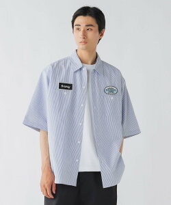 BEAMS HEART MEN GMS �X�g���C�v �I�b�N�X ���[�N�V���c �r�[���X �n�[�g �g�b�v�X �V���c�E�u���E�X �z���C�g�y���������z
