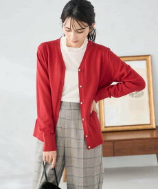 a.v.v 【洗える】Vネック美ラクるカーディガン アー・ヴェ・ヴェ トップス カーディガン グレー レッド ブラック【送料無料】