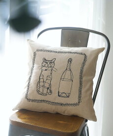 collex 【+HAyU fabric】 猫刺繍 クッションカバー 約45*45【予約】 コレックス インテリア・生活雑貨 その他のインテリア・生活雑貨【送料無料】