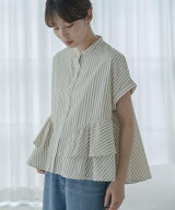 Sonny Label 『WEB限定』バンドカラーフリルストライプ半袖シャツ サニーレーベル トップス シャツ・ブラ…