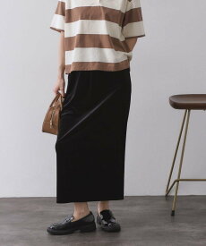 【SALE／30%OFF】OPAQUE.CLIP ベロアナロースカート/セットアップ対応可【洗濯機OK】 オペークドットクリップ スカート ロング・マキシスカート ブラック ワインレッド【送料無料】