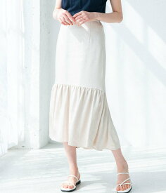 【SALE／60%OFF】VIS ヘビーサテン切替ギャザースカート ビス スカート その他のスカート ベージュ カーキ ブルー ピンク イエロー