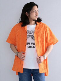 【SALE／55%OFF】SHIPS 【SHIPS別注】BENCH MARKING SHIRT: フラワーレース オープンカラーシャツ シップス トップス シャツ・ブラウス ブラウン オレンジ ネイビー【送料無料】
