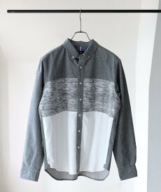 【SALE／70%OFF】BEAMS HEART BEAMS HEART / ニット切替 シャツ ビームス アウトレット トップス シャツ・ブラウス ベージュ ネイビー