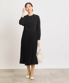 【SALE／27%OFF】grove ふんわりと広がる上品なラッフルタイプリーツワンピース グローブ ワンピース・ドレス その他のワンピース・ドレス ブラック ネイビー【送料無料】