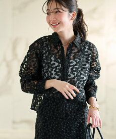 【SALE／50%OFF】La boutique BonBon 【セットアップ可】チュール花刺繍クロップドシャツ ラブティックボンボン トップス シャツ・ブラウス ホワイト ブラック【送料無料】