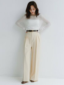 anuans ミッドウェイトツータックワイドパンツ アニュアンス パンツ スラックス・ドレスパンツ ベージュ イエロー ピンク ブラック【送料無料】