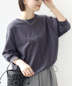 SHIPS WOMEN 【WEB限定】＜接触冷感 / 汗染み防止加工＞オーガニック コットン 裾 ドロスト トップス シップス トップス カットソー・Tシャツ ベージュ【送料無料】