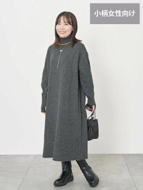 【SALE／46%OFF】AMERICAN HOLIC 【WEB限定小柄女性向け】ハイネックライン入りニットワンピース/カジュアル/Iライン/タートルネック/あたたかい/Sサイズ/23AW アメリカン ホリック ワンピース・ドレス ワンピース グレー ベージュ ブラウン