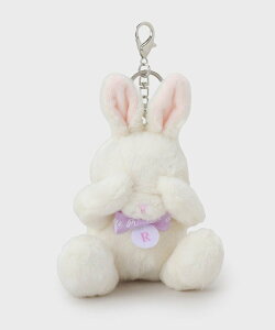 PINK-latte 【イニシャル】うさぎぬいぐるみチャーム ピンク ラテ 財布・ポーチ・ケース その他の財布・ポーチ・ケース ホワイト パープル