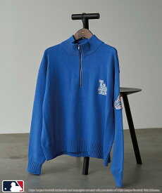 【SALE／54%OFF】coen 【1枚で着映え】MLB別注ワンポイントロゴハーフジップニット コーエン トップス ニット ホワイト グレー レッド ブラウン オレンジ ネイビー