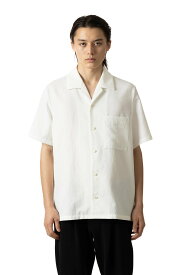 【SALE／30%OFF】ATTACHMENT ポリエステル/コットン/リネンツイル オープンカラーシャツS/S アタッチメント トップス シャツ・ブラウス ホワイト ブラック【送料無料】