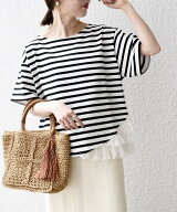 SHIPS any SHIPS any:＜洗濯機可能＞レース ヘム アシンメトリー ショートスリーブ TEE シップス トップ…