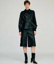 フェイクレザーペプラムシャツ / Faux Leather Peplum Shirt
