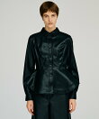 フェイクレザーペプラムシャツ / Faux Leather Peplum Shirt
