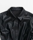 フェイクレザーペプラムシャツ / Faux Leather Peplum Shirt