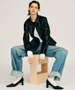 フェイクレザーペプラムシャツ / Faux Leather Peplum Shirt