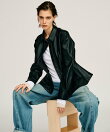 フェイクレザーペプラムシャツ / Faux Leather Peplum Shirt