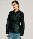フェイクレザーペプラムシャツ / Faux Leather Peplum Shirt