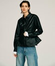 フェイクレザーペプラムシャツ / Faux Leather Peplum Shirt