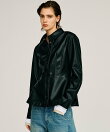 フェイクレザーペプラムシャツ / Faux Leather Peplum Shirt