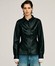 フェイクレザーペプラムシャツ / Faux Leather Peplum Shirt