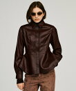 フェイクレザーペプラムシャツ / Faux Leather Peplum Shirt