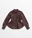 フェイクレザーペプラムシャツ / Faux Leather Peplum Shirt