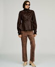 フェイクレザーペプラムシャツ / Faux Leather Peplum Shirt