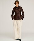 フェイクレザーペプラムシャツ / Faux Leather Peplum Shirt