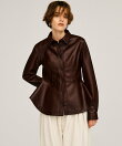 フェイクレザーペプラムシャツ / Faux Leather Peplum Shirt
