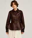 フェイクレザーペプラムシャツ / Faux Leather Peplum Shirt