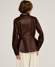 フェイクレザーペプラムシャツ / Faux Leather Peplum Shirt