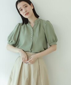 N. Natural Beauty Basic スキッパーパールボタンブラウス エヌ ナチュラルビューティーベーシック* シャツ/ブラウス シャツ/ブラウスその他 グリーン ホワイト ピンク【送料無料】