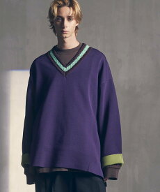 MAISON SPECIAL Prime-Over Double-Face V-Neck Knit Pullover メゾンスペシャル トップス ニット ブラック パープル ブラウン【送料無料】