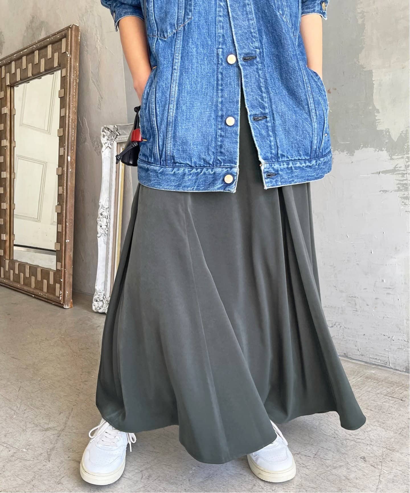 Spick & Span｜スエードサテンロングスカート | Rakuten Fashion(楽天