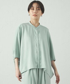 【SALE／58%OFF】CAST: 【セットアップ対応/吸水速乾/UV効果】シルキーツイルフォルムブラウス キャスト コロン トップス シャツ・ブラウス ネイビー グリーン【送料無料】