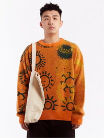 A POSITIVE MESSAGE A POSITIVE MESSAGE/(U)MANY MANY SUNS AGO KNIT SWEATER パムパークスアンドミニ トップス ニット オレンジ【送料無料】