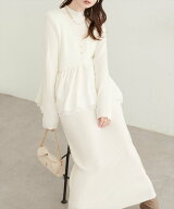 natural couture 異素材ペプラムベスト×ニットワンピース ナチュラルクチュール ワンピース・ドレス そ…
