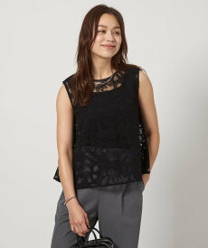 【SALE／10%OFF】UNITED ARROWS green label relaxing レース ノースリーブ ブラウス ユナイテッドアローズ グリーンレーベルリラクシング トップス シャツ・ブラウス ホワイト ブラック【送料無料】