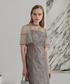 【SALE／30%OFF】Leja LEJA-スパンコールフラワーIラインワンピースドレス結婚式 オケージョン レジャ ワンピース・ドレス ドレス グレー ブラック【送料無料】