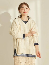 【SALE／60%OFF】AMERICAN HOLIC ざっくりVネックケーブルニットプルオーバー アメリカン ホリック トップス ニット ホワイト グレー ピンク ブルー ネイビー