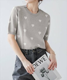 【SALE／17%OFF】La-gemme ハート柄ニットプルオーバー ラジュール トップス ニット ブラック グレー ホワイト