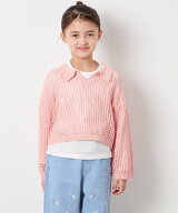 【SALE／50%OFF】a.v.v [120-160][ママとお揃いコーデが叶う]襟付きメッシュニットレイヤードトップス ア…