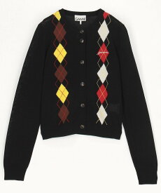 GANNI Light Cotton Argyle Cardigan【限定展開】 フリークスストア トップス カーディガン ブラック ブラウン【送料無料】
