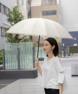 LAKOLE 16本骨長傘[58cm] ラコレ ファッション雑貨 傘・長傘 ベージュ ブラック