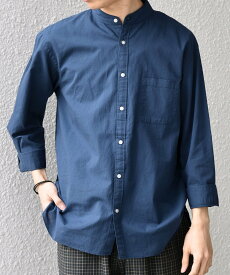 SHIPS any SHIPS any:＜洗濯機可能＞コットン/リネン 7分袖 バンドカラー ポケット シャツ◇ シップス トップス シャツ・ブラウス グレー ベージュ ネイビー ブルー グリーン【送料無料】