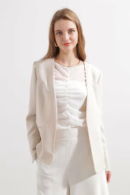 【SALE／50%OFF】PINKY&DIANNE ◆オックスノーカラージャケット ピンキー アンド ダイアン ジャケット・アウター テーラードジャケット・ブレザー ベージュ ネイビー【送料無料】